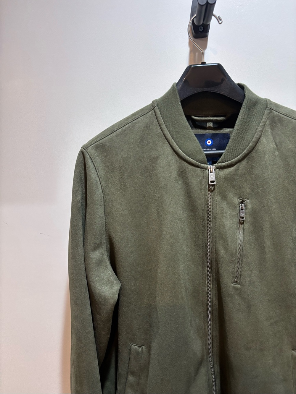 Men's Ben Sherman Olive Green Zip-Front Bomber Sweater jacket full zip pockets - Picture 4 of 12